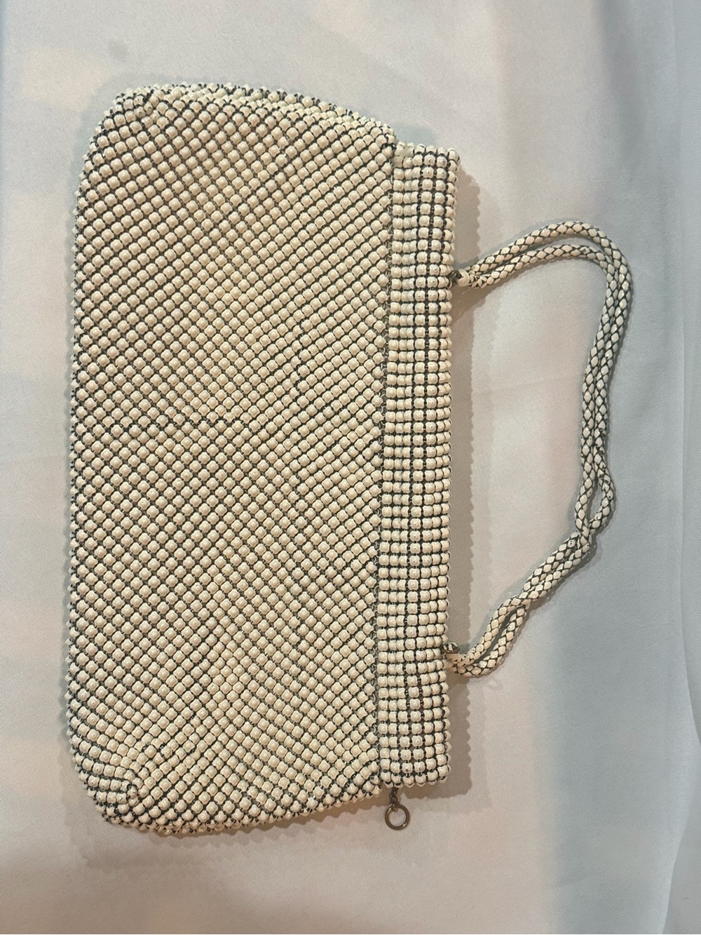 Vintage Whiting and Davis Alumesh Wristlet Clutch in Ivory